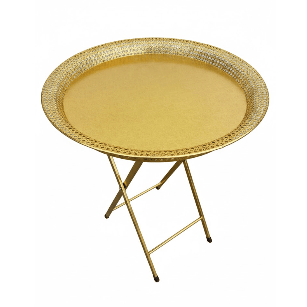 .سنيوة النحاس التقليدية مع حامل قابل للطي