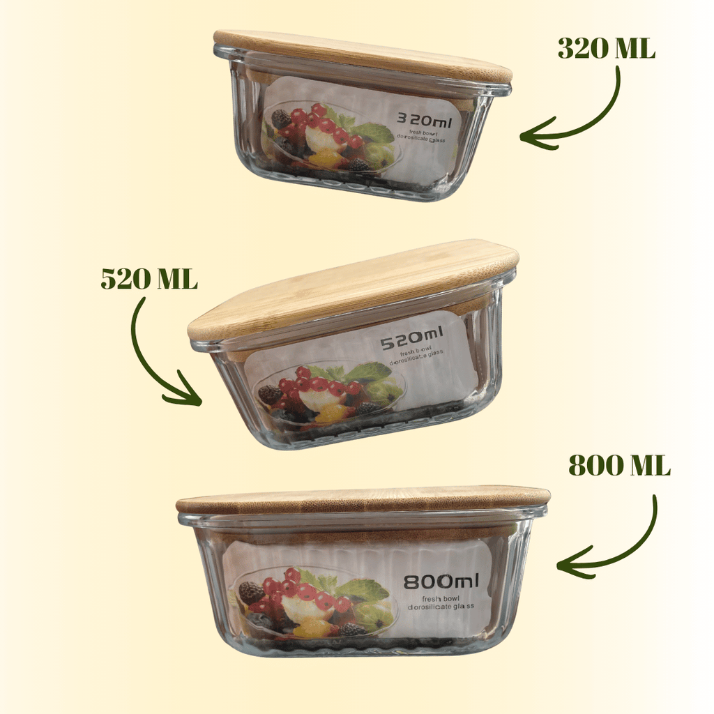 ثلاث علب زجاجية عصرية بغطاء من الخشب